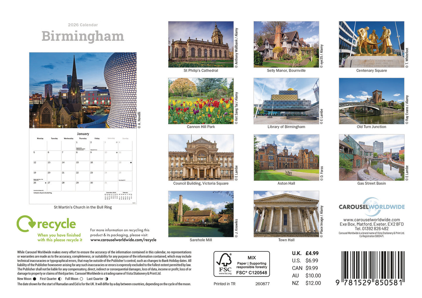 Birmingham A5 Calendar 2026