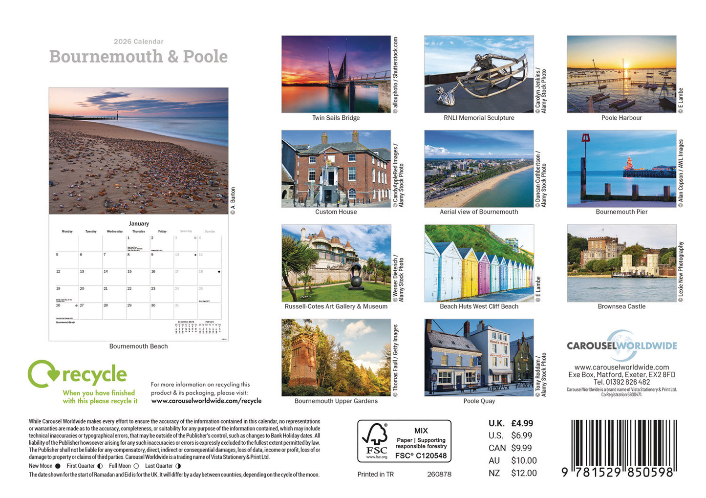 Bournemouth & Poole A5 Calendar 2026