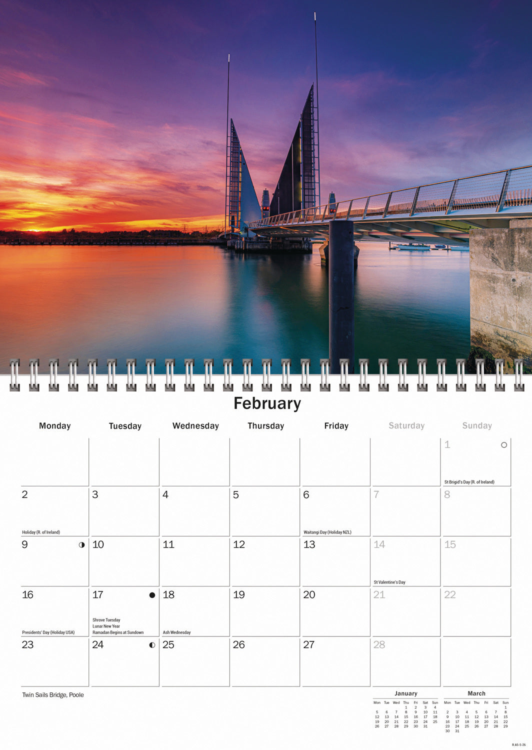 Bournemouth & Poole A5 Calendar 2026