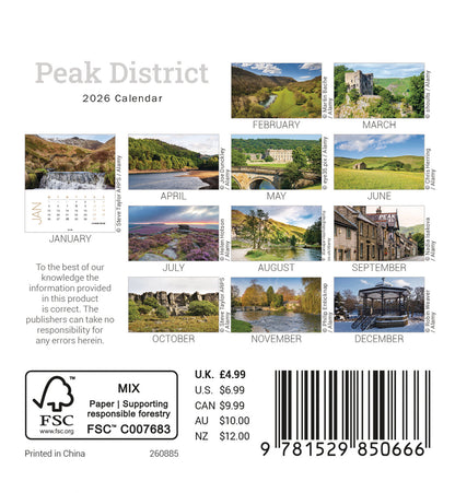 Peak District Mini Easel Calendar 2026