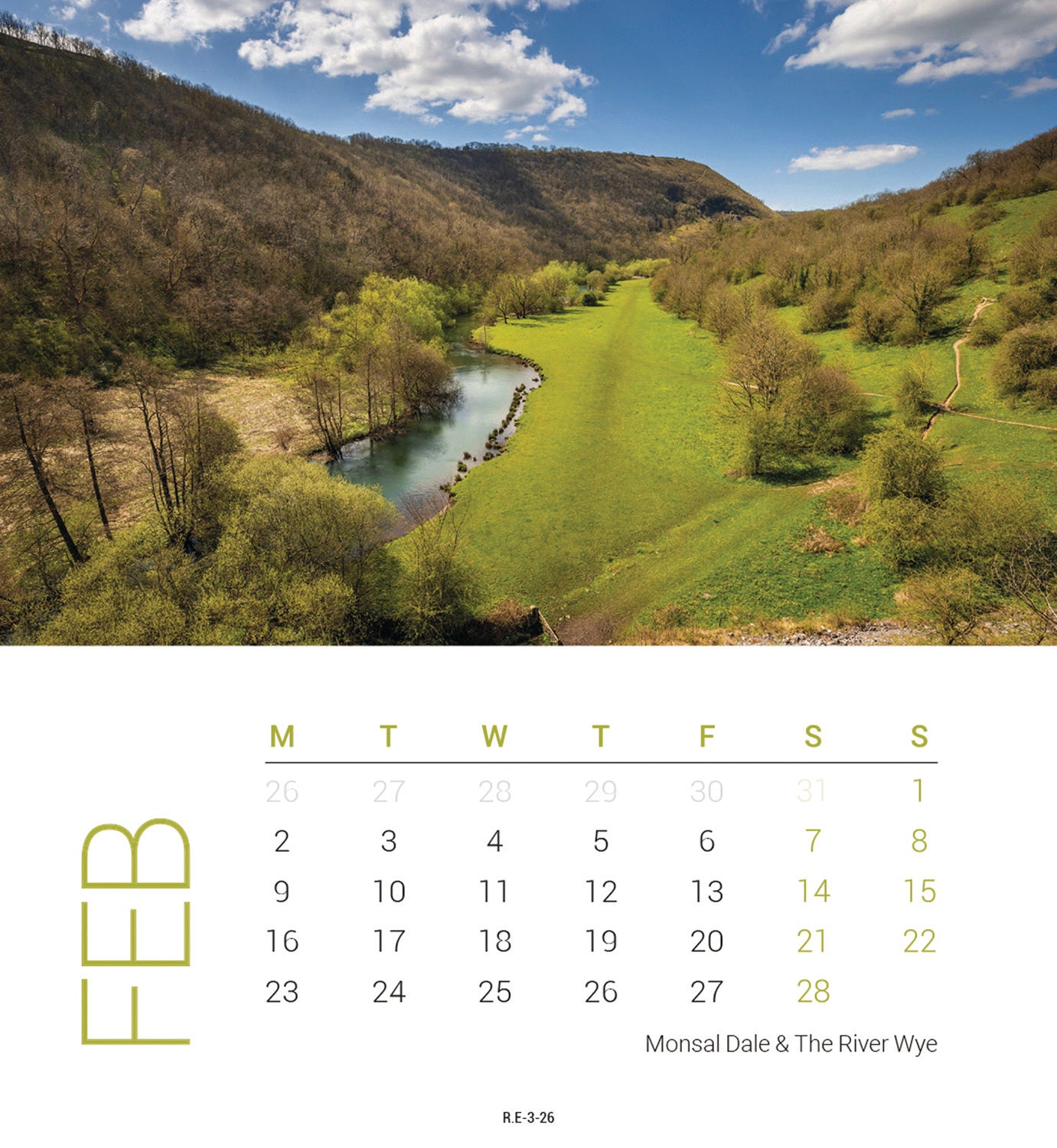 Peak District Mini Easel Calendar 2026