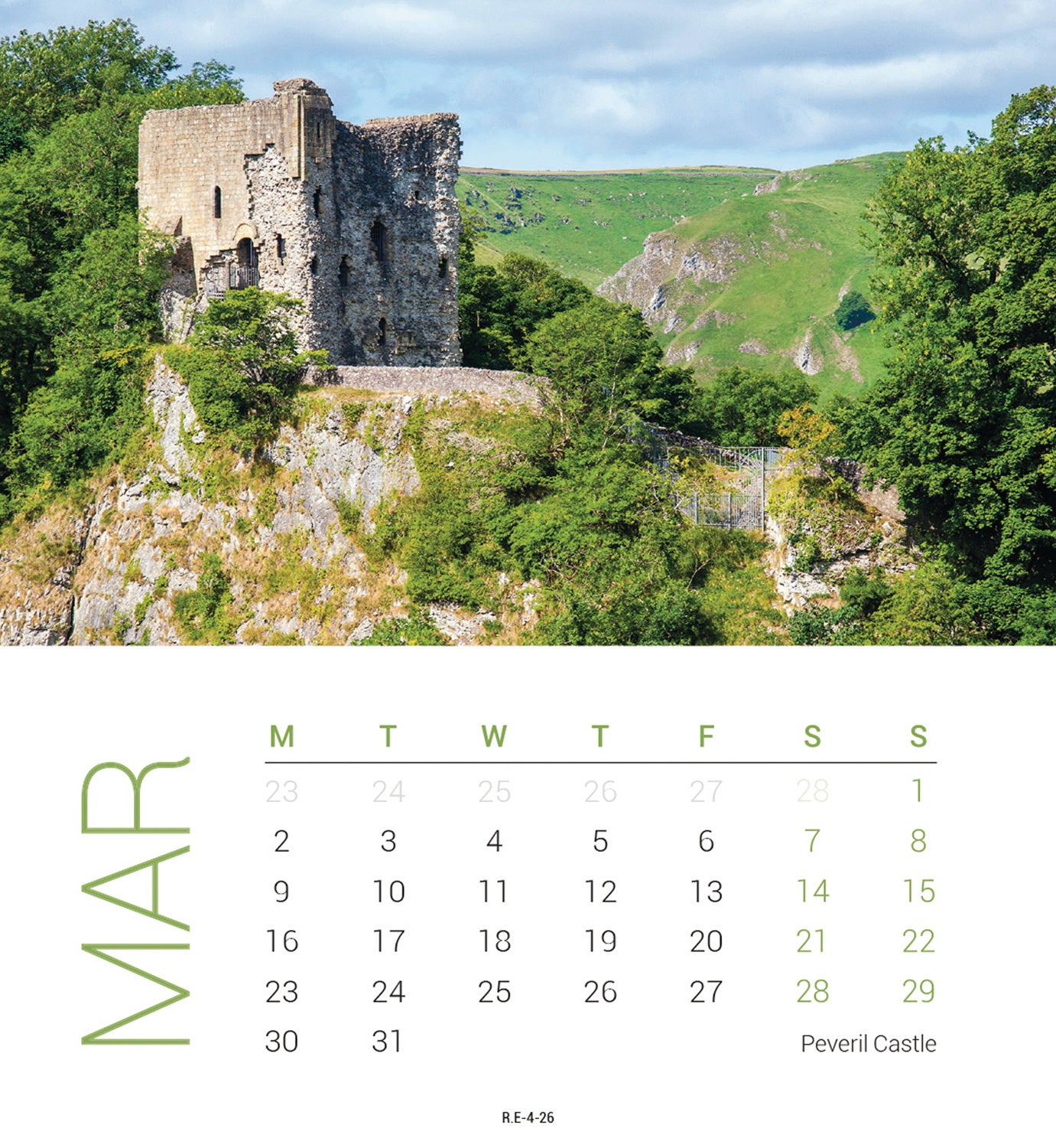 Peak District Mini Easel Calendar 2026