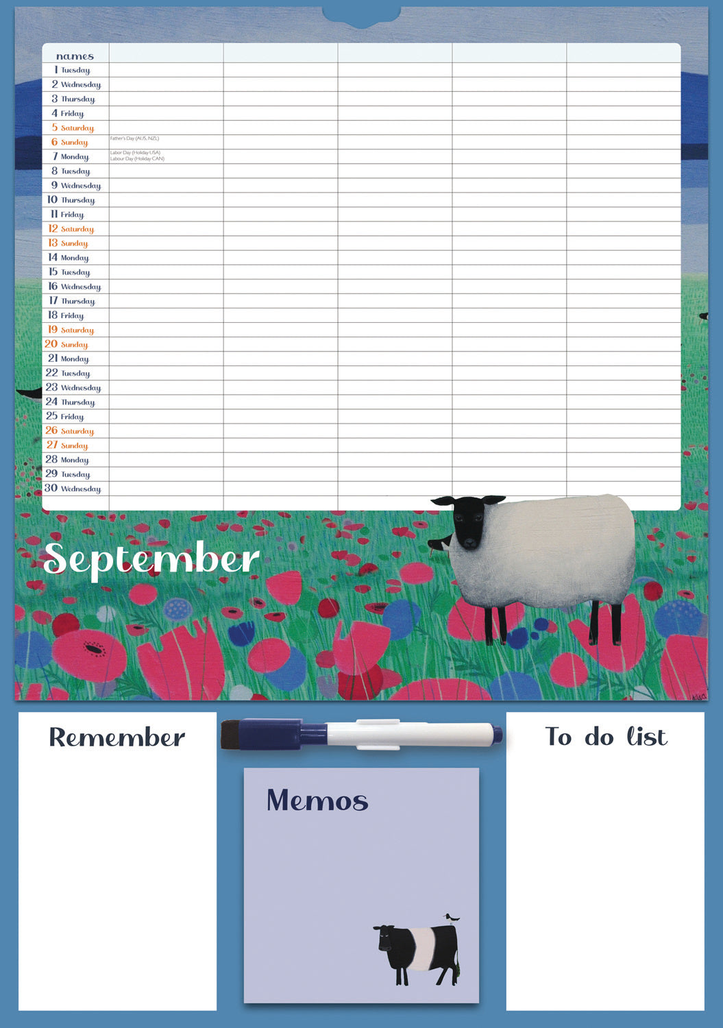 By The Sea, Family Organiser Planner A3 Calendar 2026