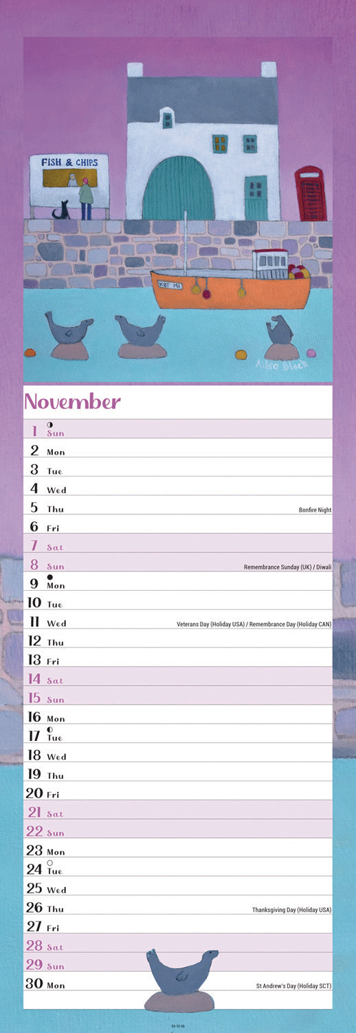 By The Sea Slim Calendar 2026