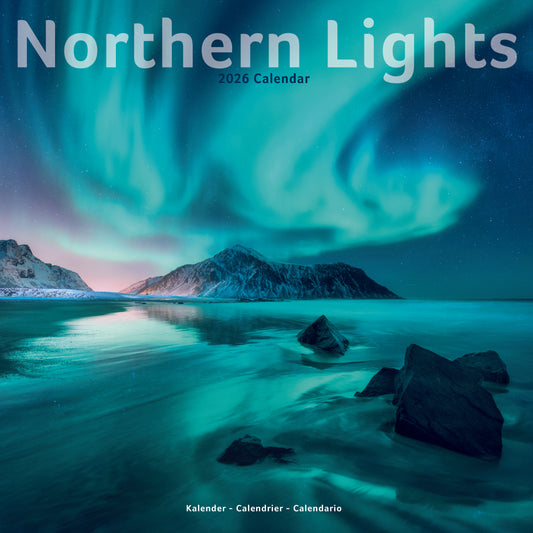 Northern Lights Sunday Start Wall Calendar 2026