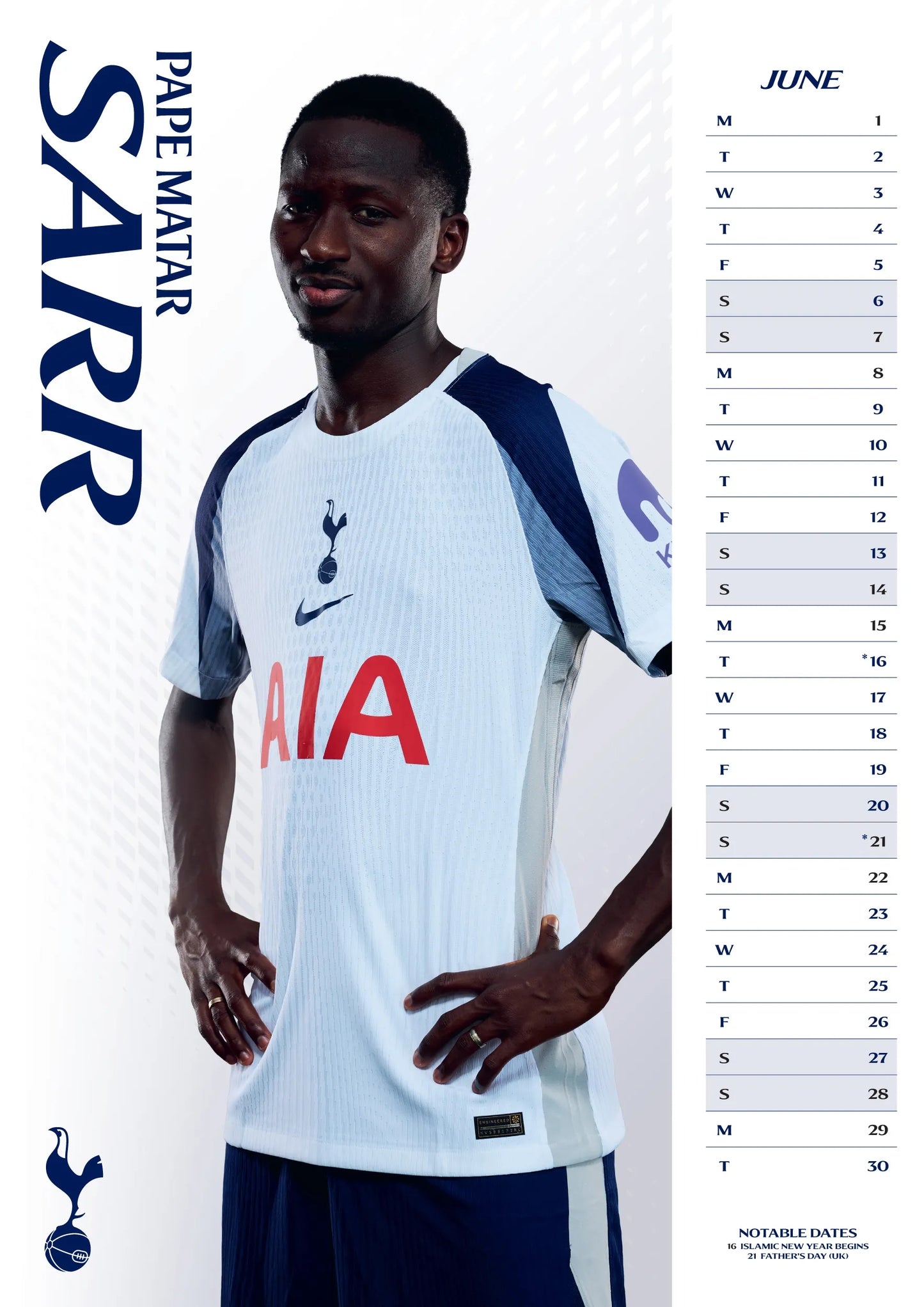 Tottenham Hotspur A3 Calendar 2026