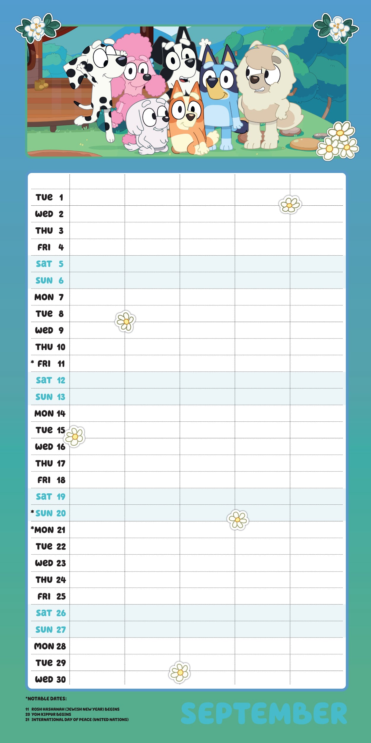 Bluey Wall Calendar 2026