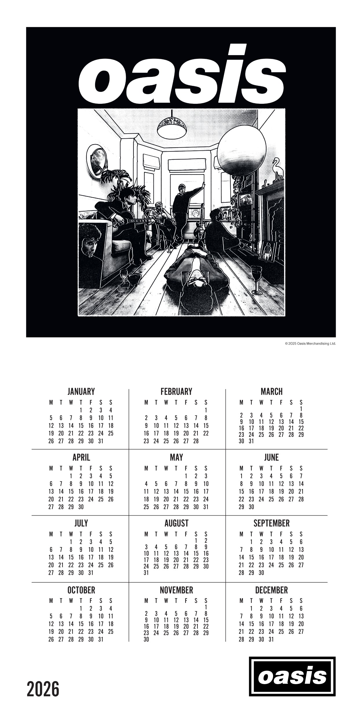 Oasis Wall Calendar 2026