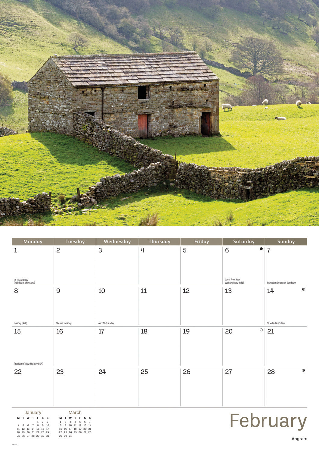 Yorkshire Dales A4 Calendar 2027