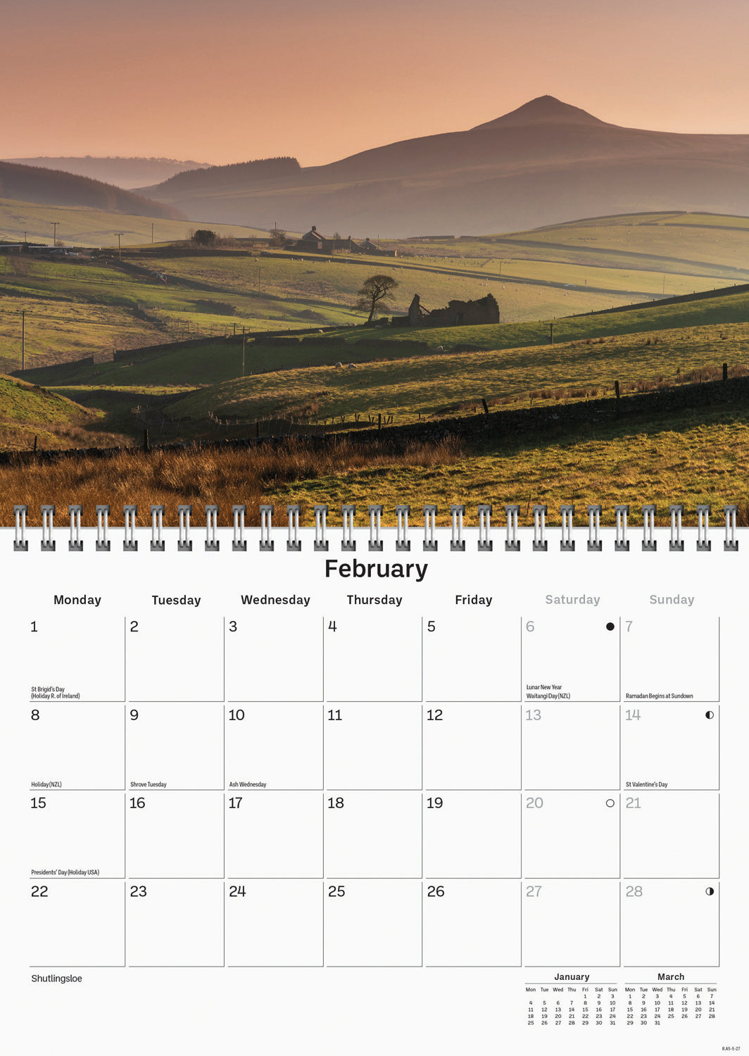 Cheshire A5 Calendar 2027