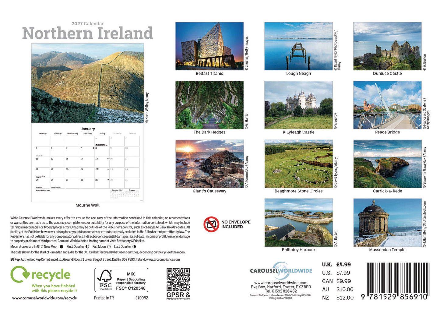 Northern Ireland A5 Calendar 2027
