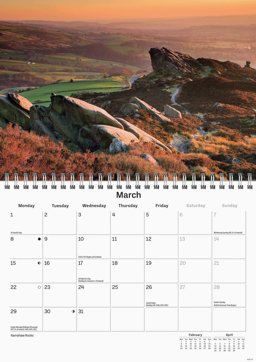 Peak District A5 Calendar 2027