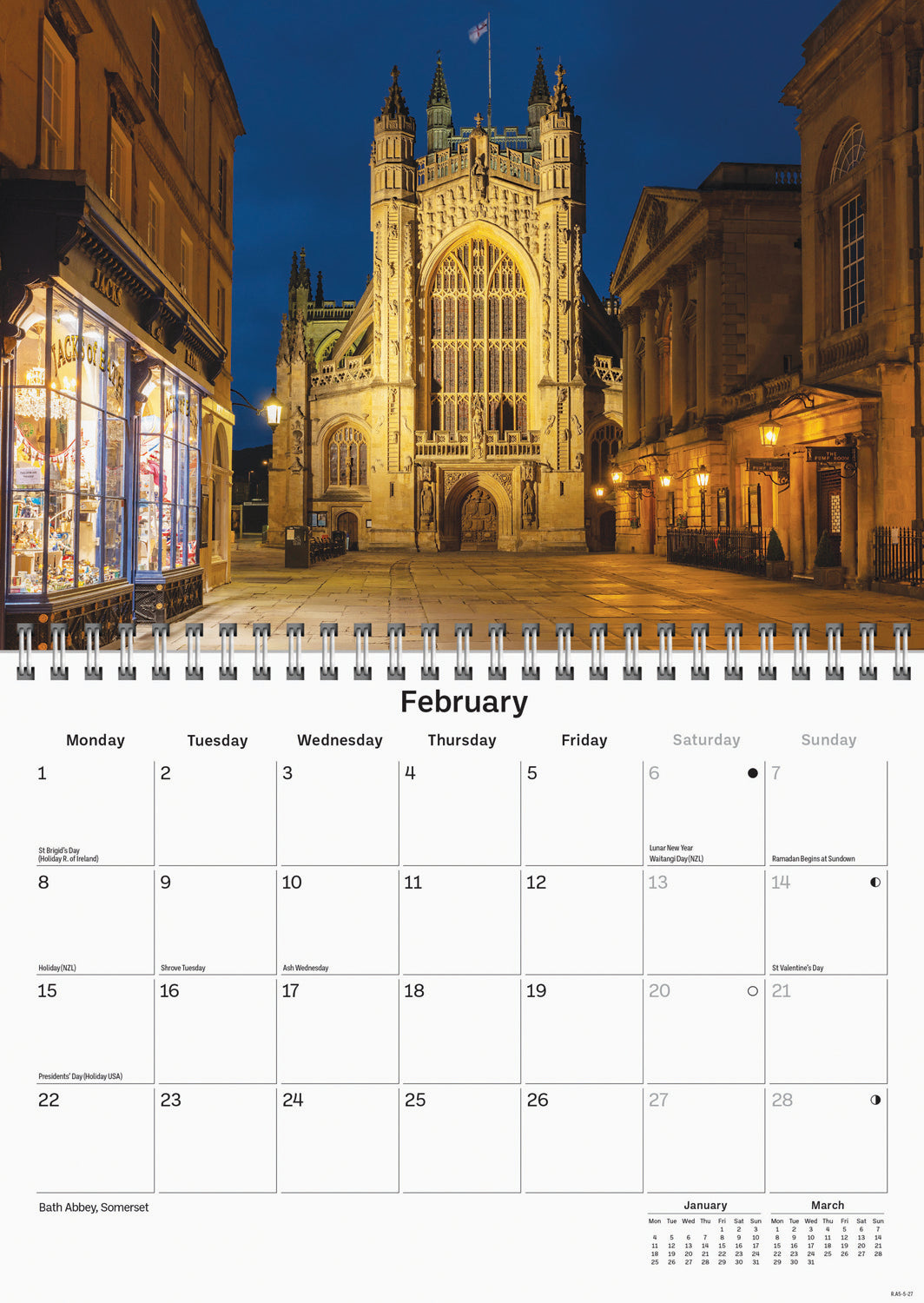Cathedrals and Abbeys A5 Calendar 2027