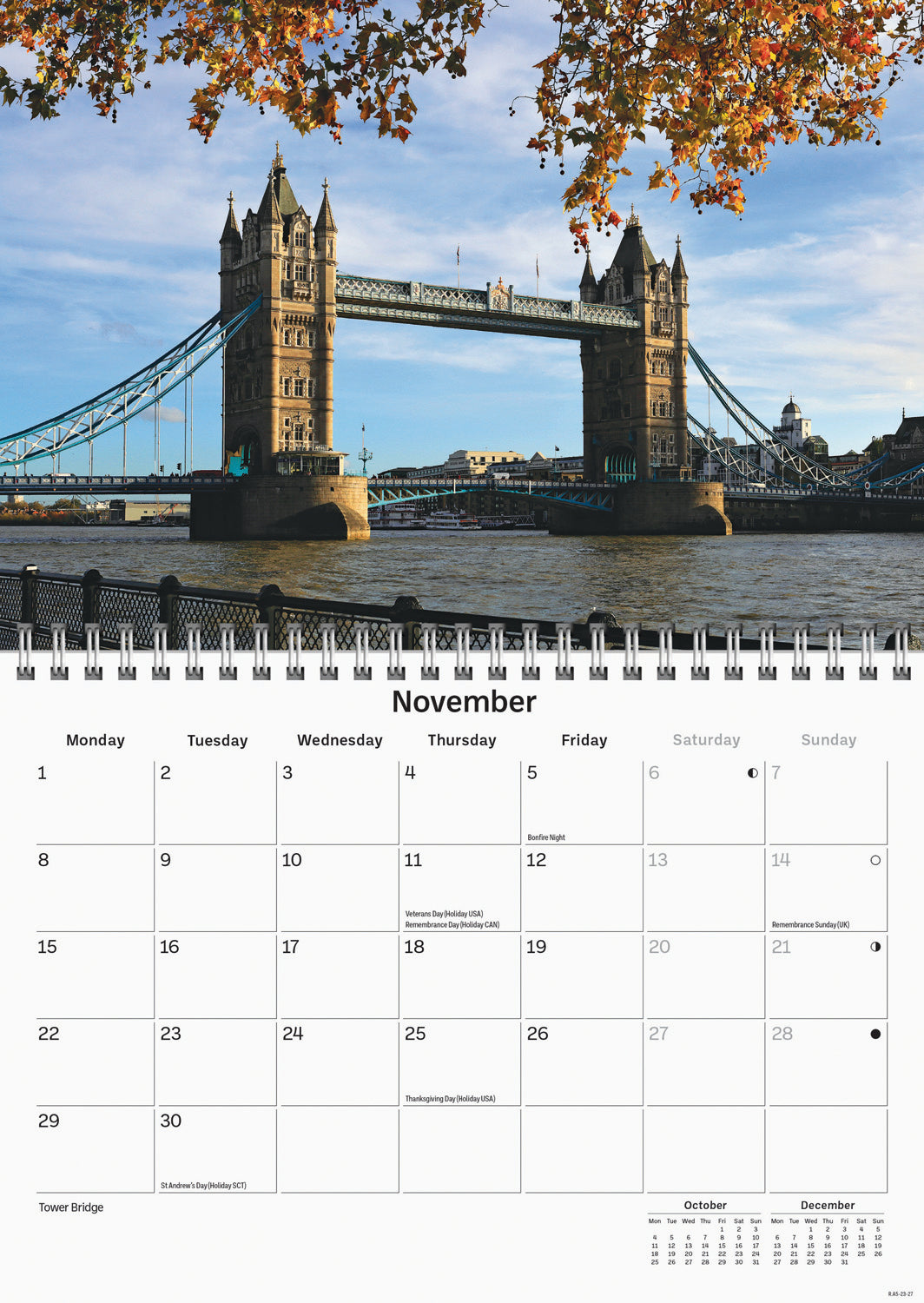 London A5 Calendar 2027