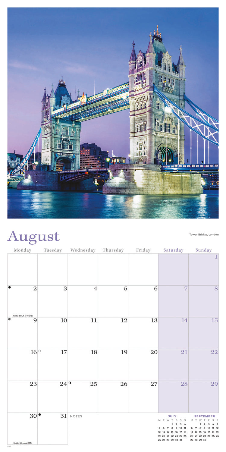 England Wall Calendar 2027
