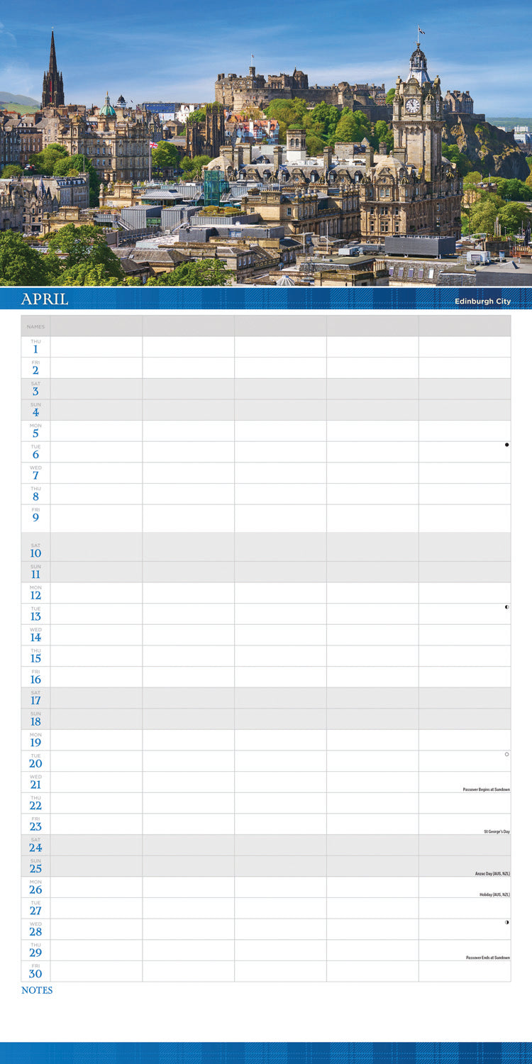 Scotland Family Organise Planner Wall Calendar 2027