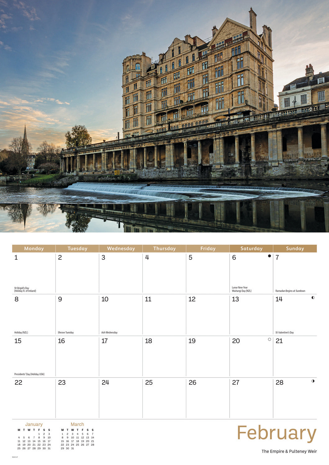 Bath A4 Calendar 2027