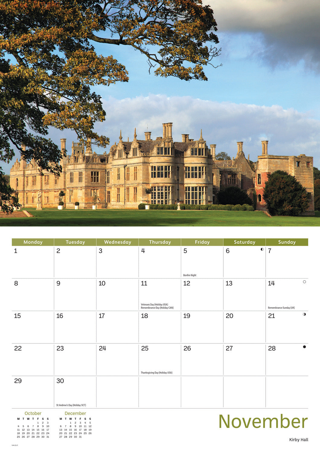 Northamptonshire A4 Calendar 2027