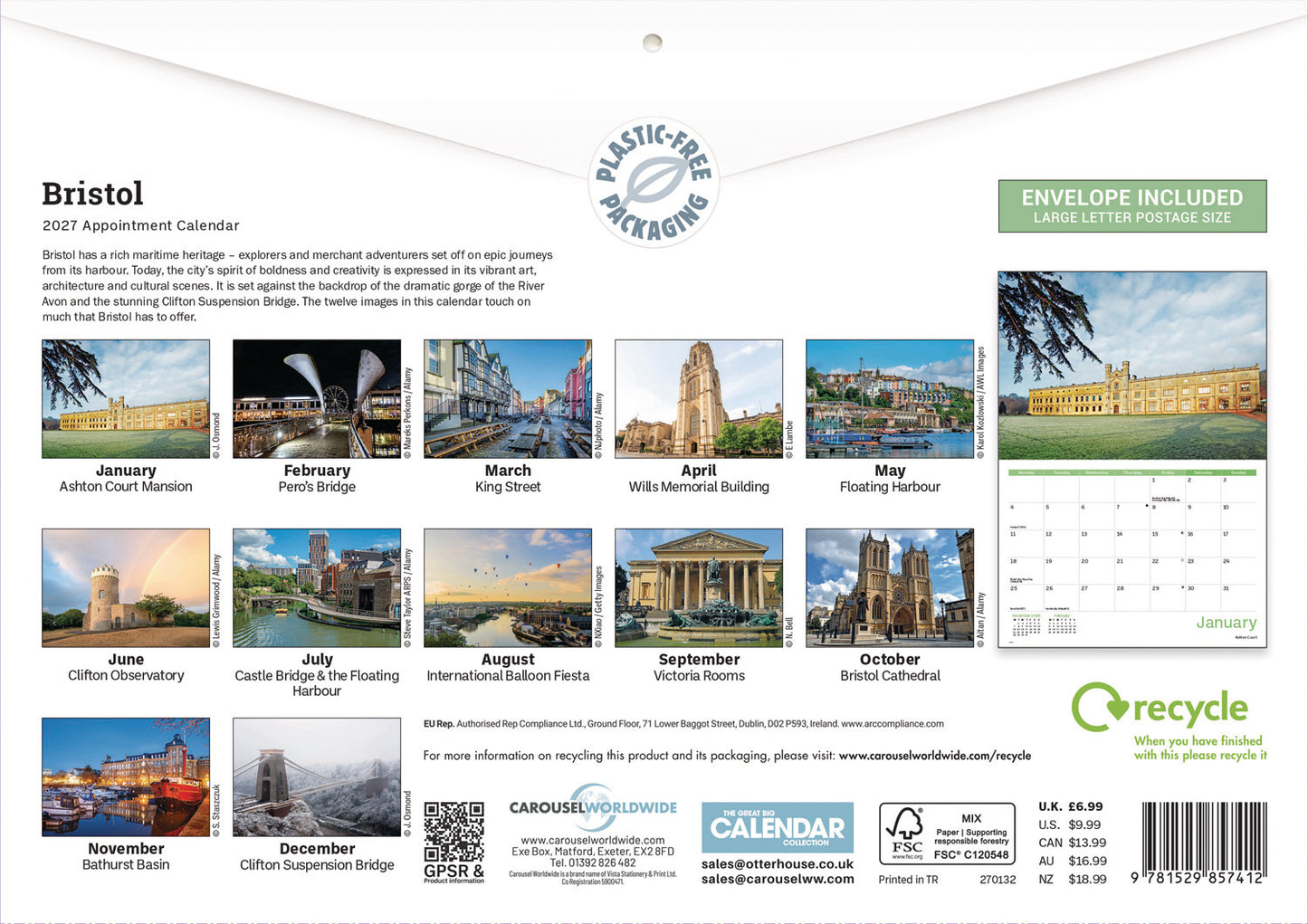 Bristol A4 Calendar 2027