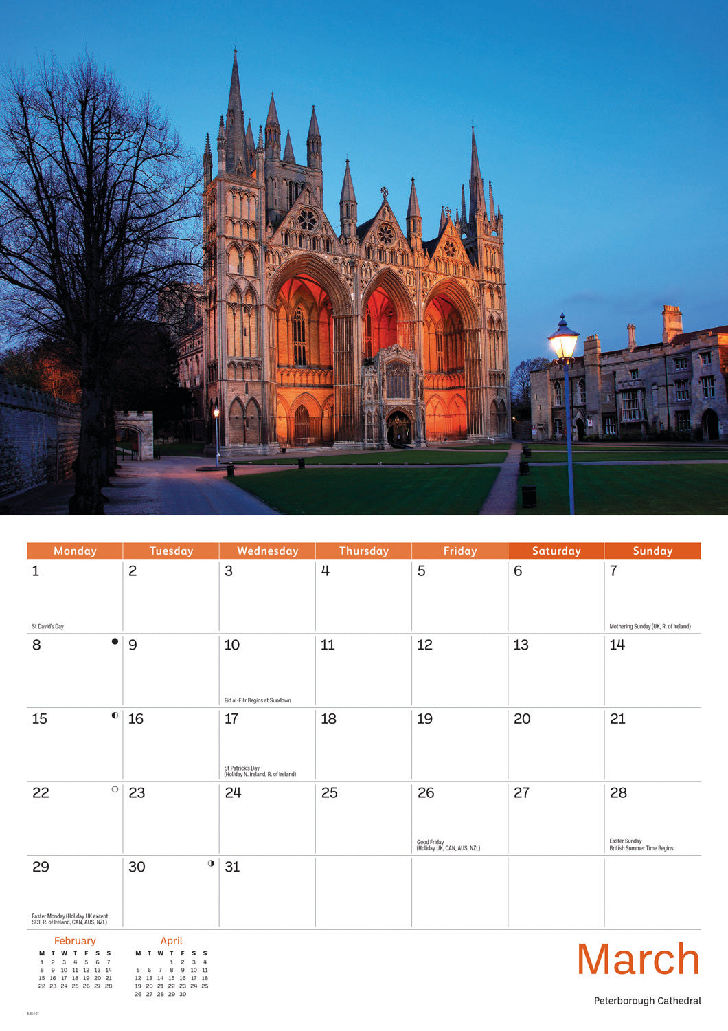 Cambridgeshire A4 Calendar 2027