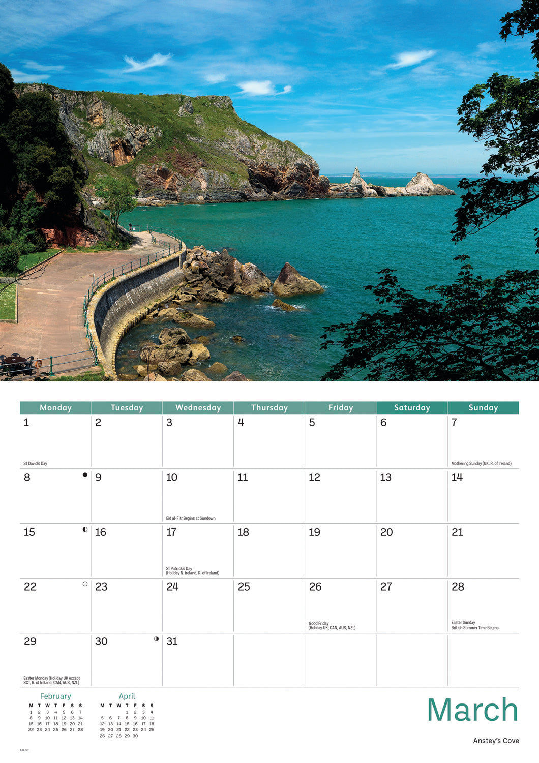 English Riviera A4 Calendar 2027
