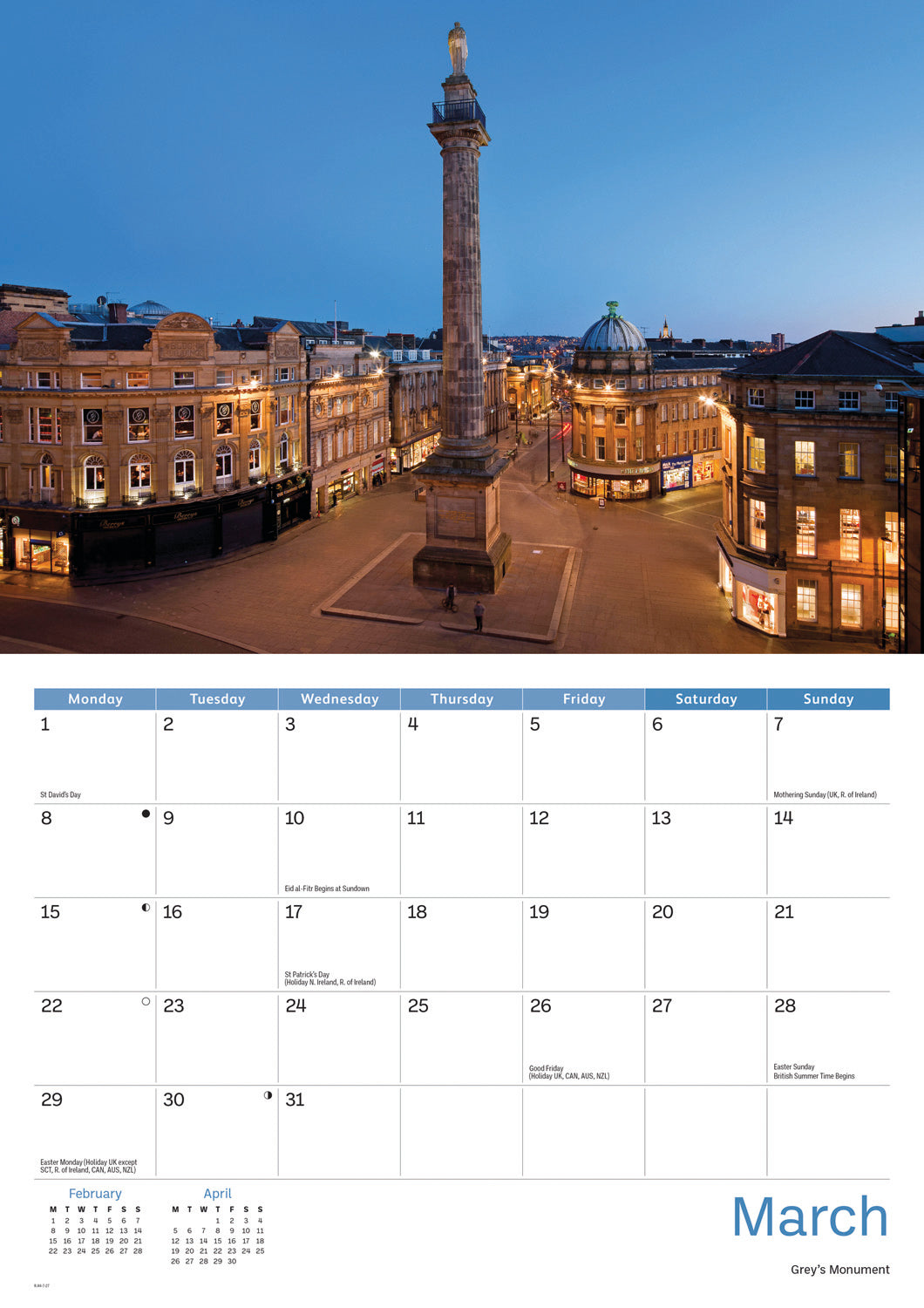 Newcastle A4 Calendar 2027