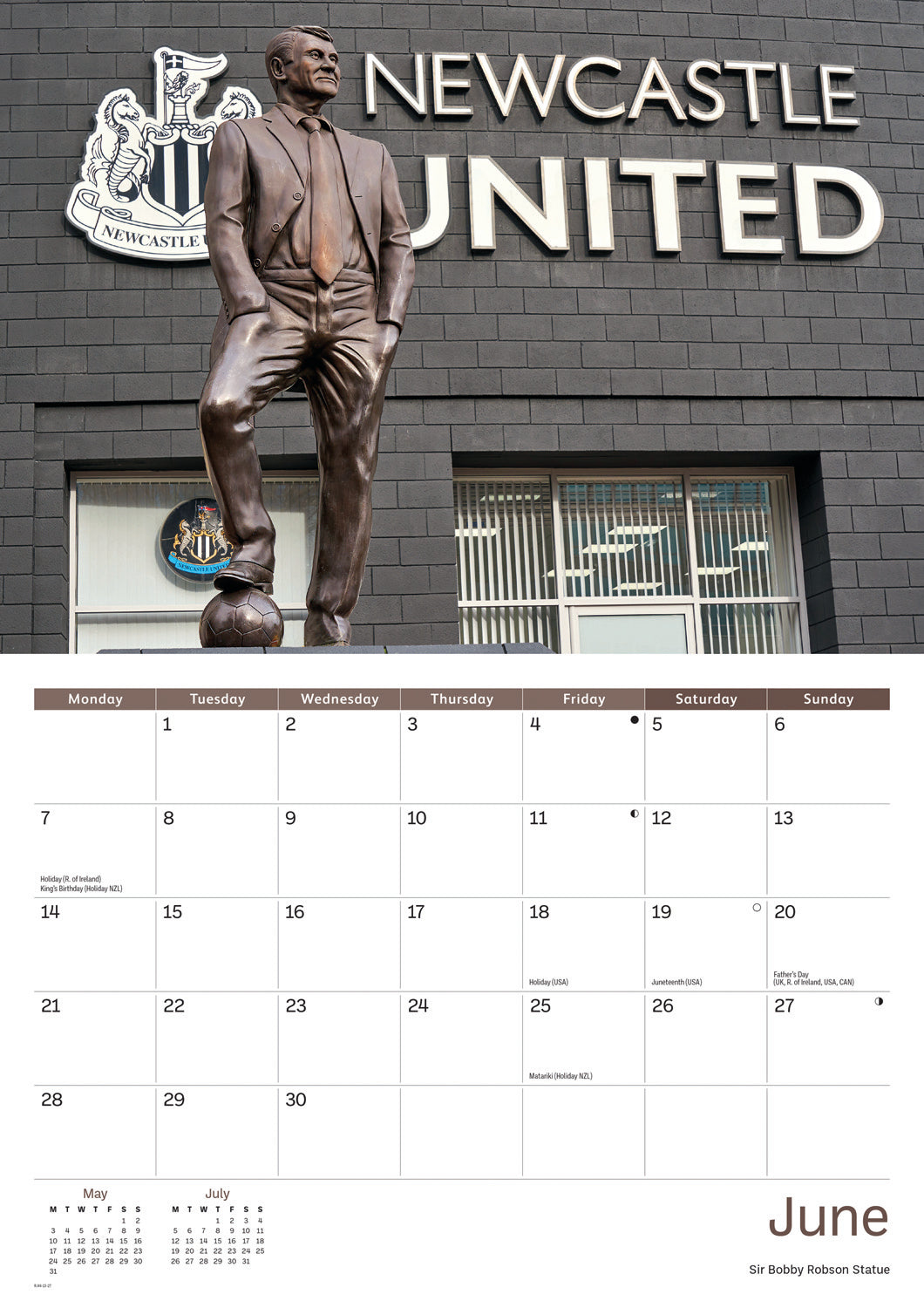 Newcastle A4 Calendar 2027