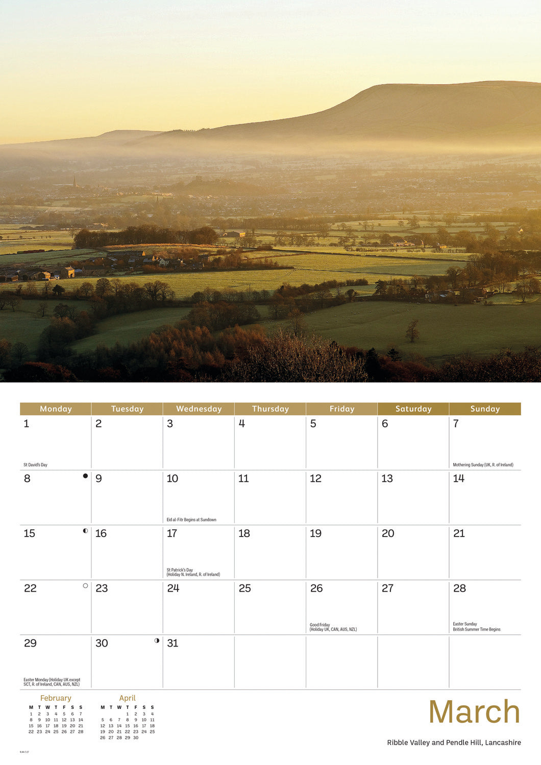 North West England A4 Calendar 2027