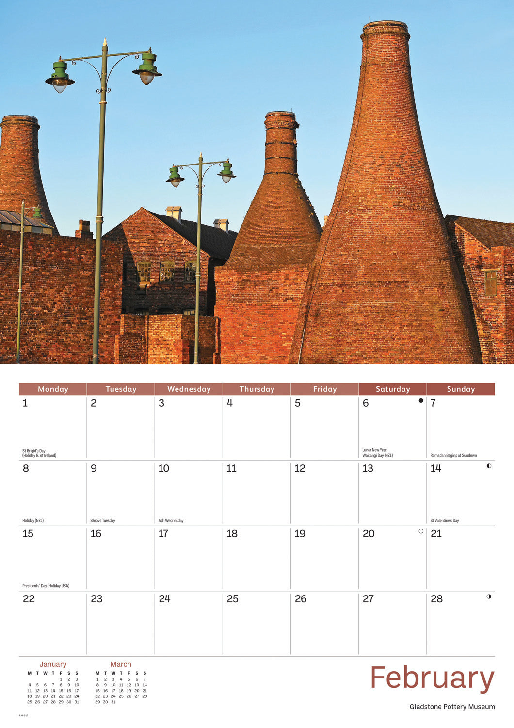 Staffordshire A4 Calendar 2027