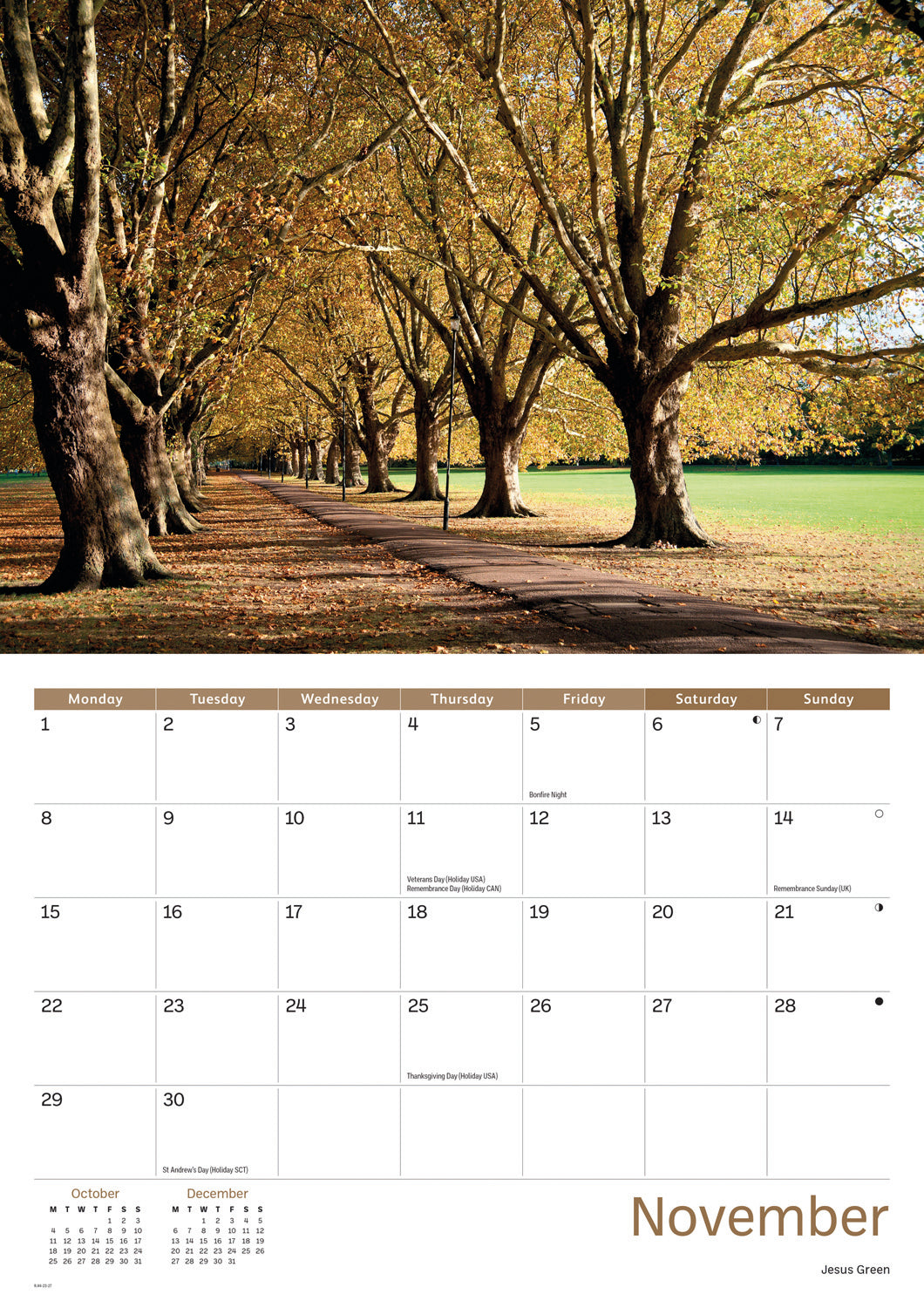 Cambridge A4 Calendar 2027