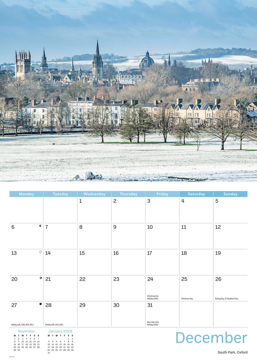 Oxfordshire A4 Calendar 2027