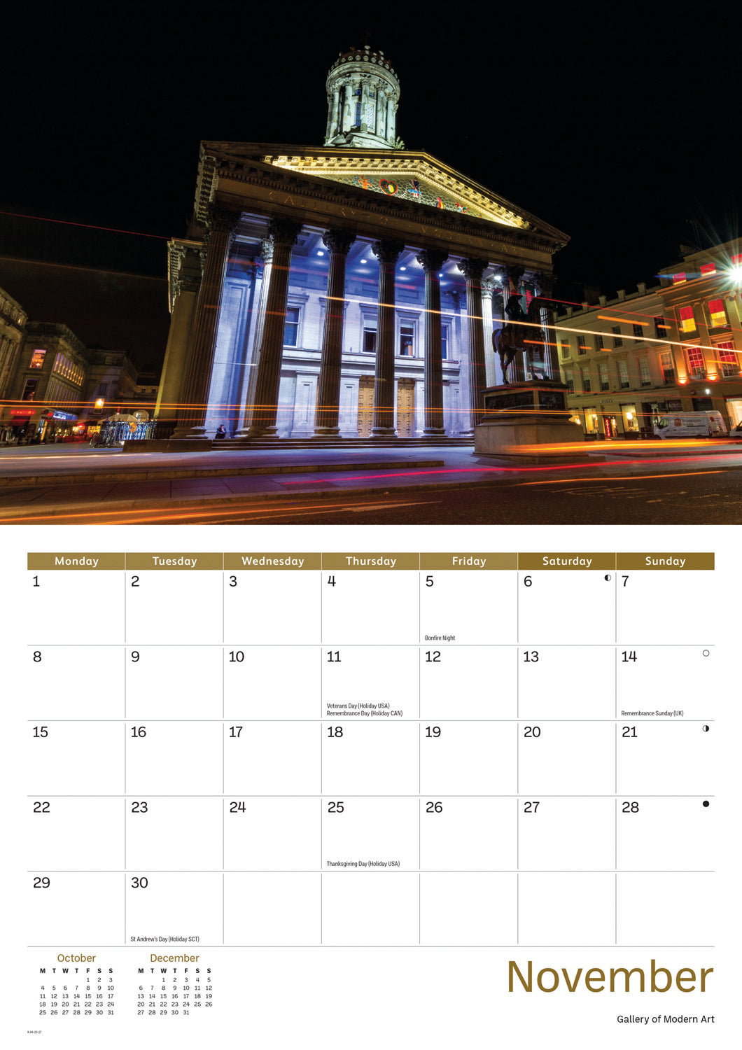 Glasgow A4 Calendar 2027