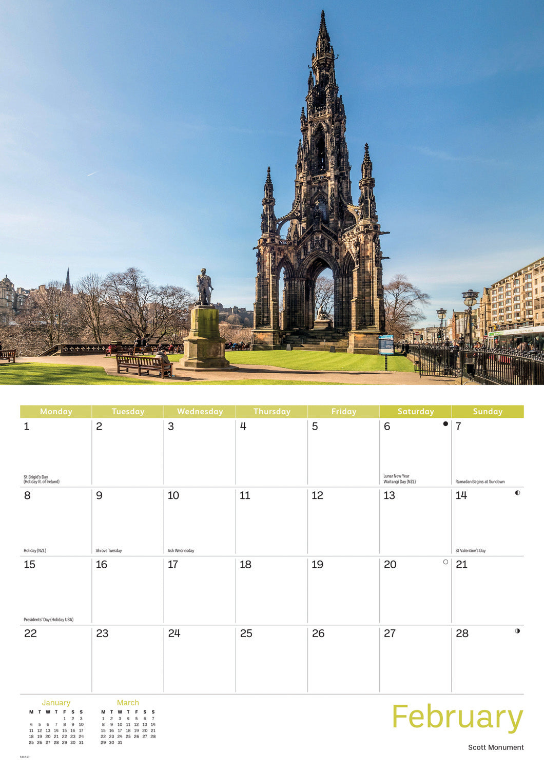 Edinburgh A4 Calendar 2027