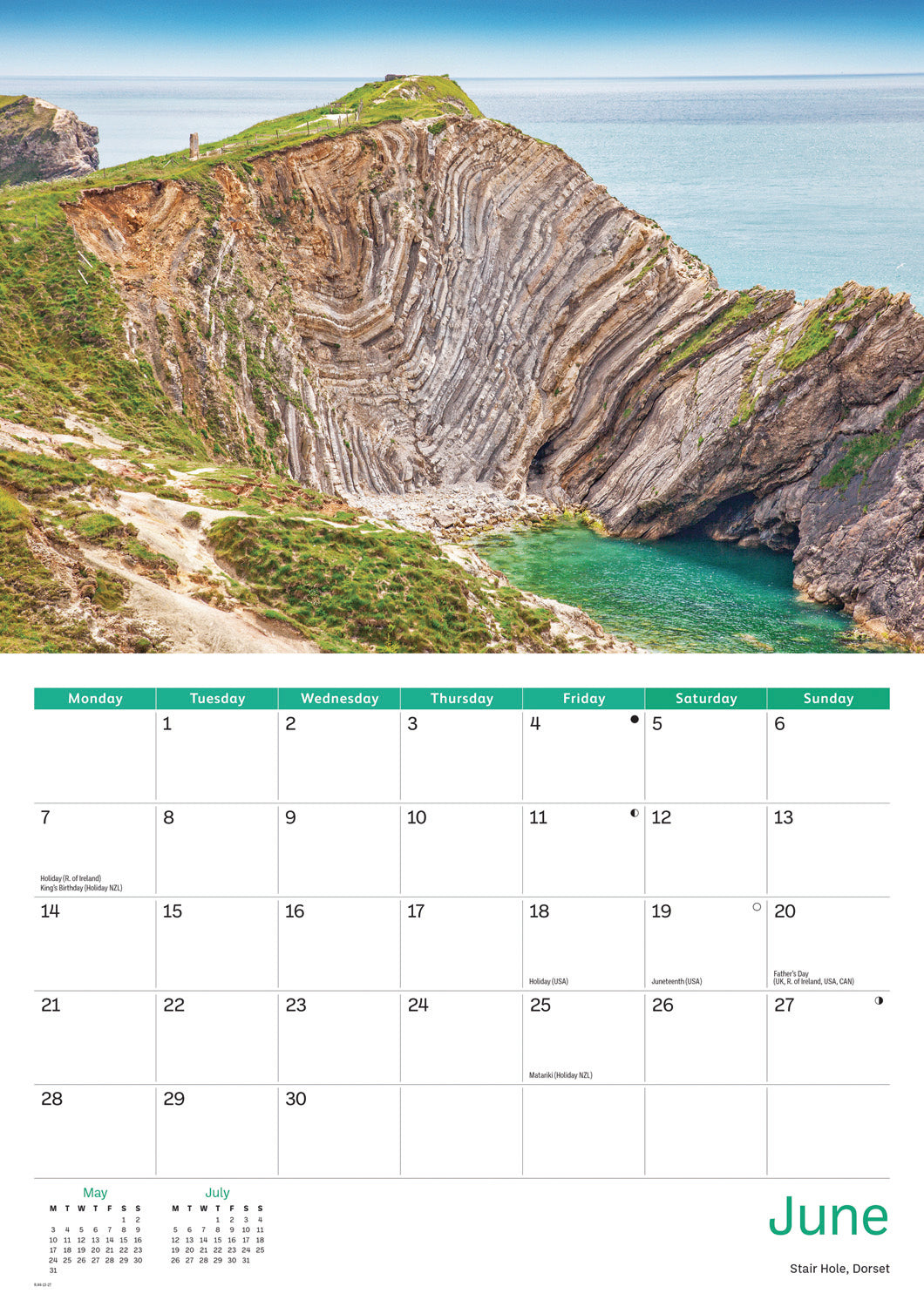 Jurassic Coast A4 Calendar 2027