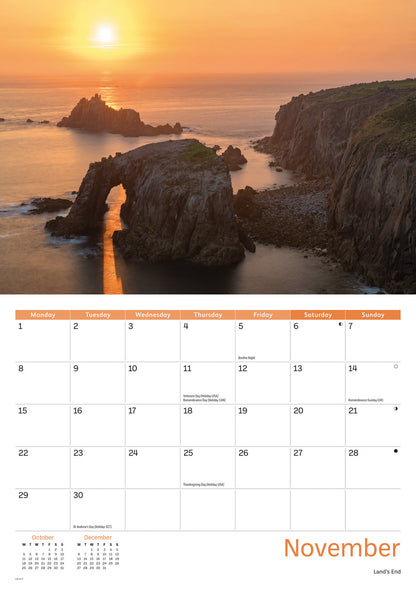 Cornish Sunsets A4 Calendar 2027