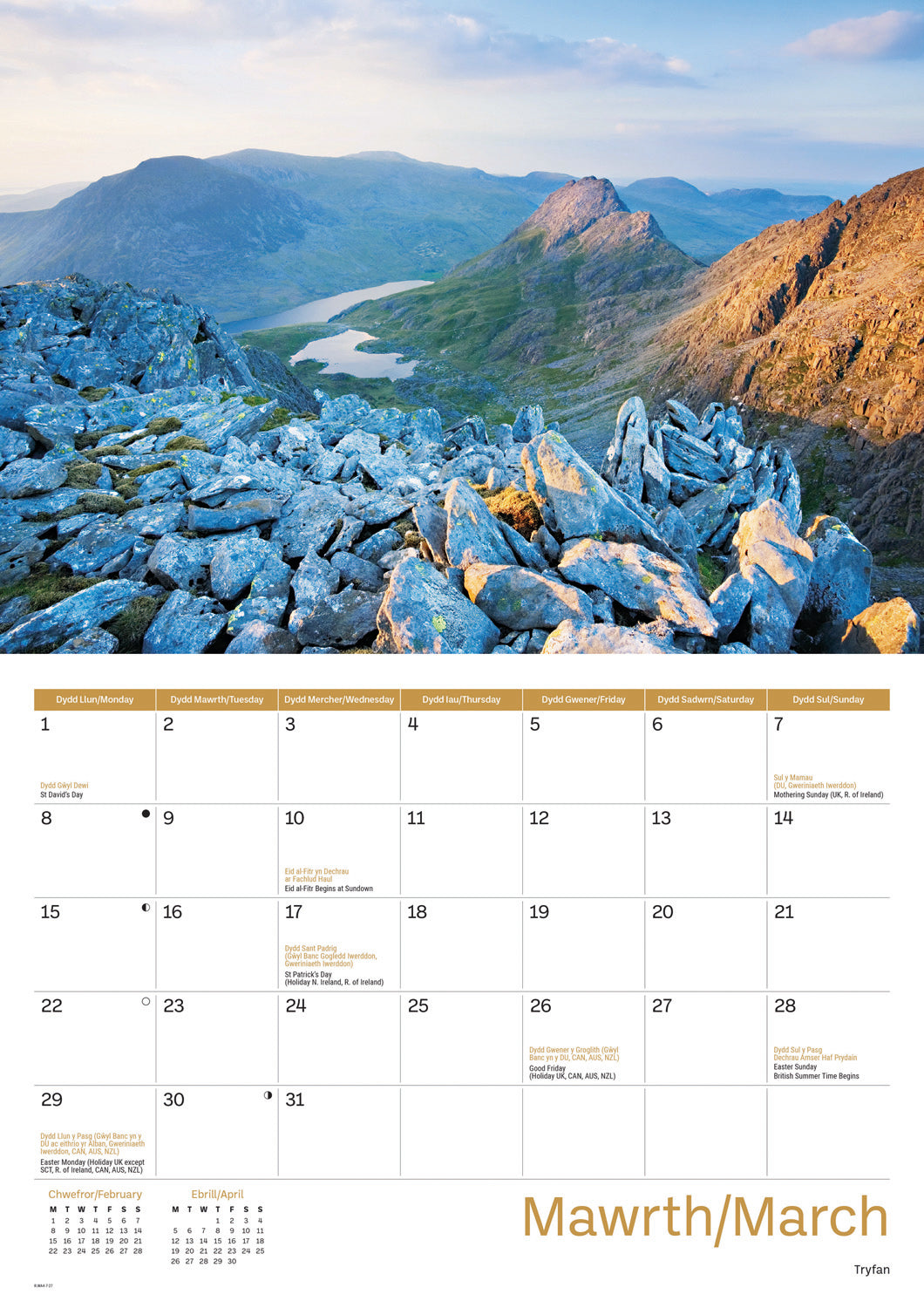Wales A4 Calendar 2027