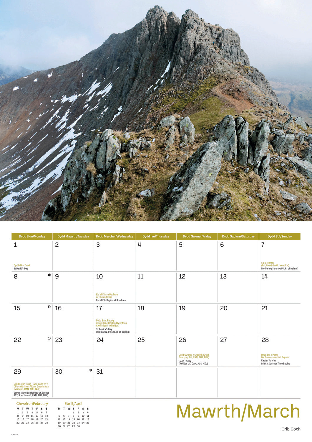 Snowdonia A4 Calendar 2027