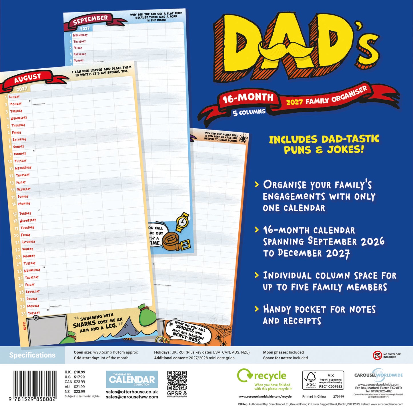Dads Family Organise Planner Wall Calendar 2027
