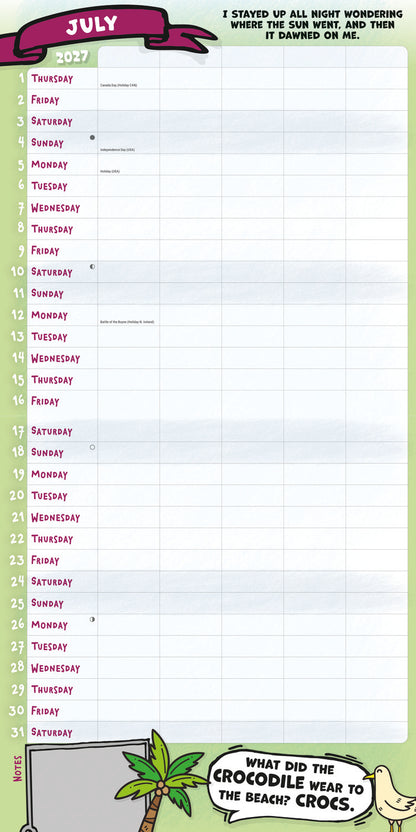 Dads Family Organise Planner Wall Calendar 2027
