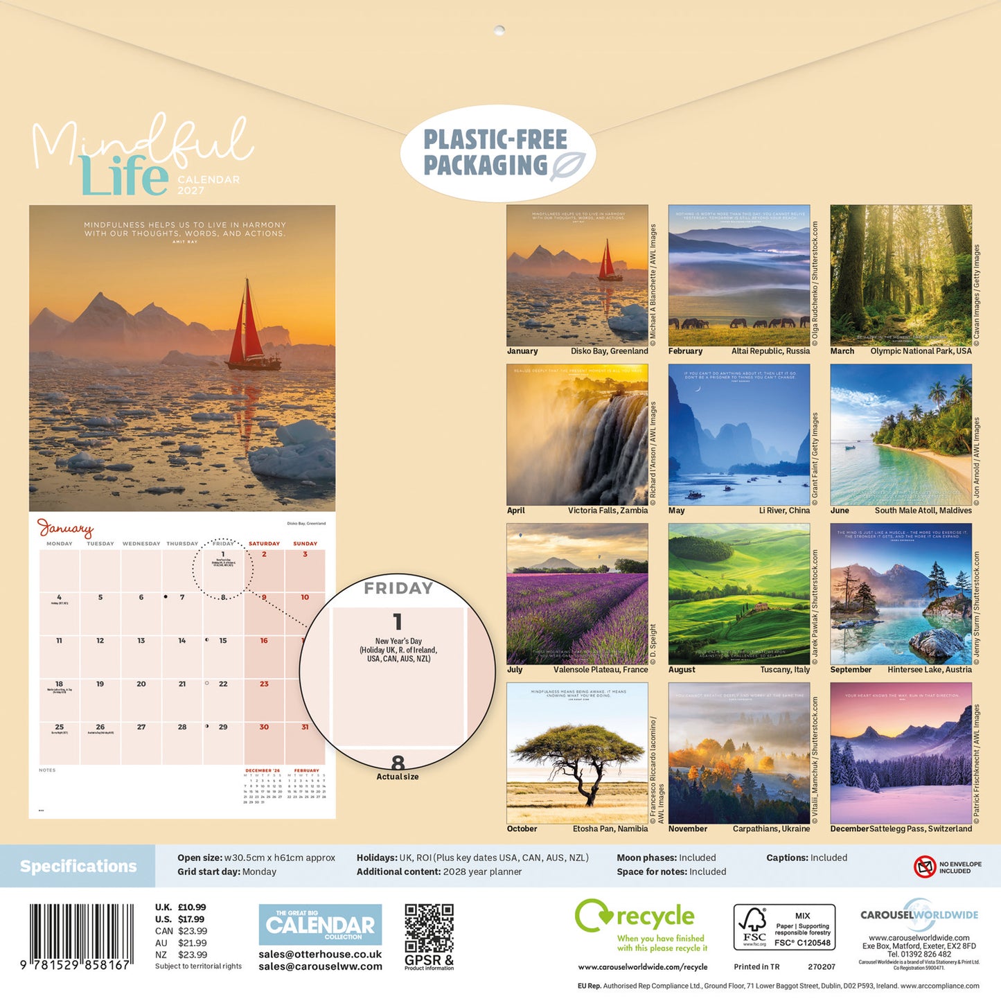 Mindful Life Wall Calendar 2027