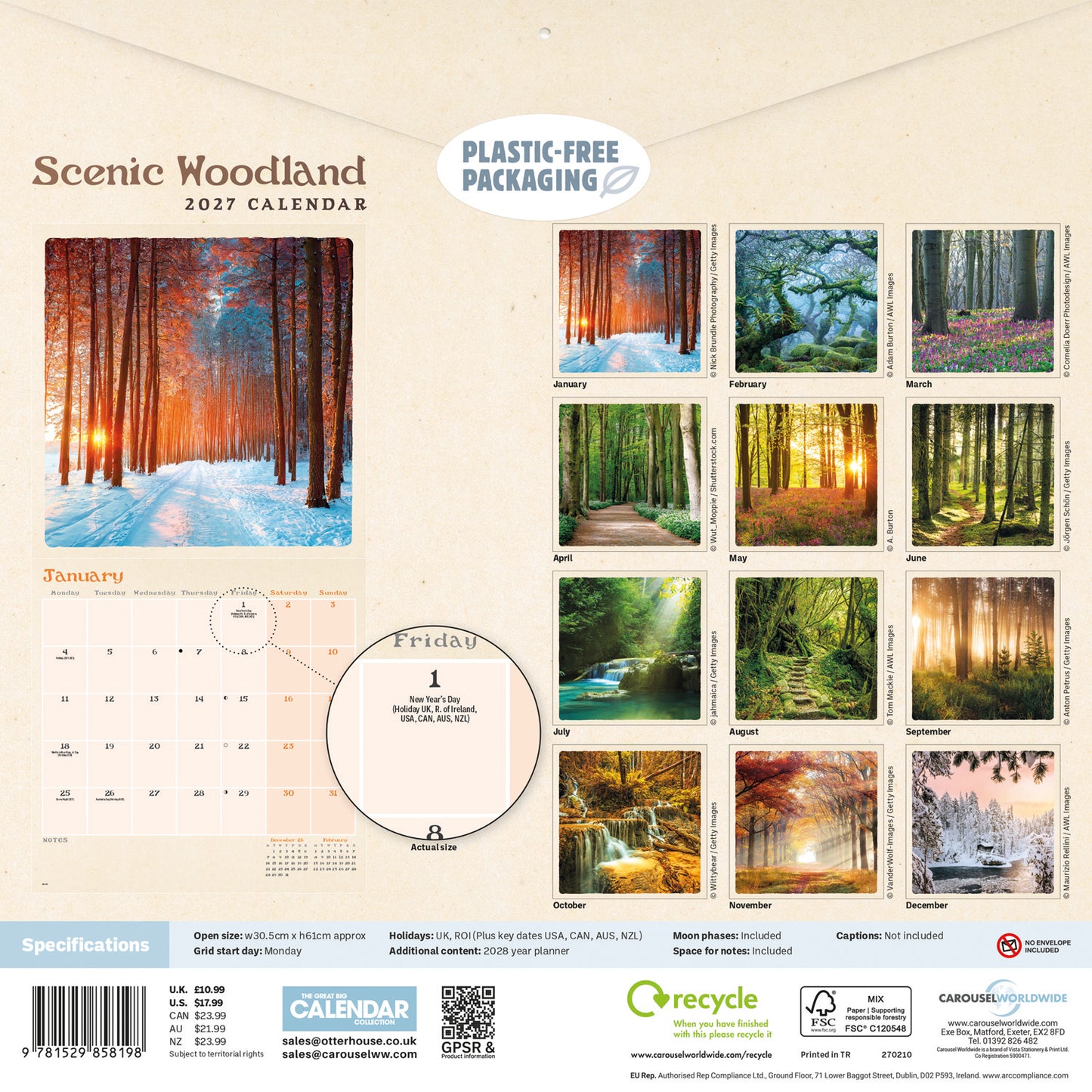 Scenic Woodland Wall Calendar 2027