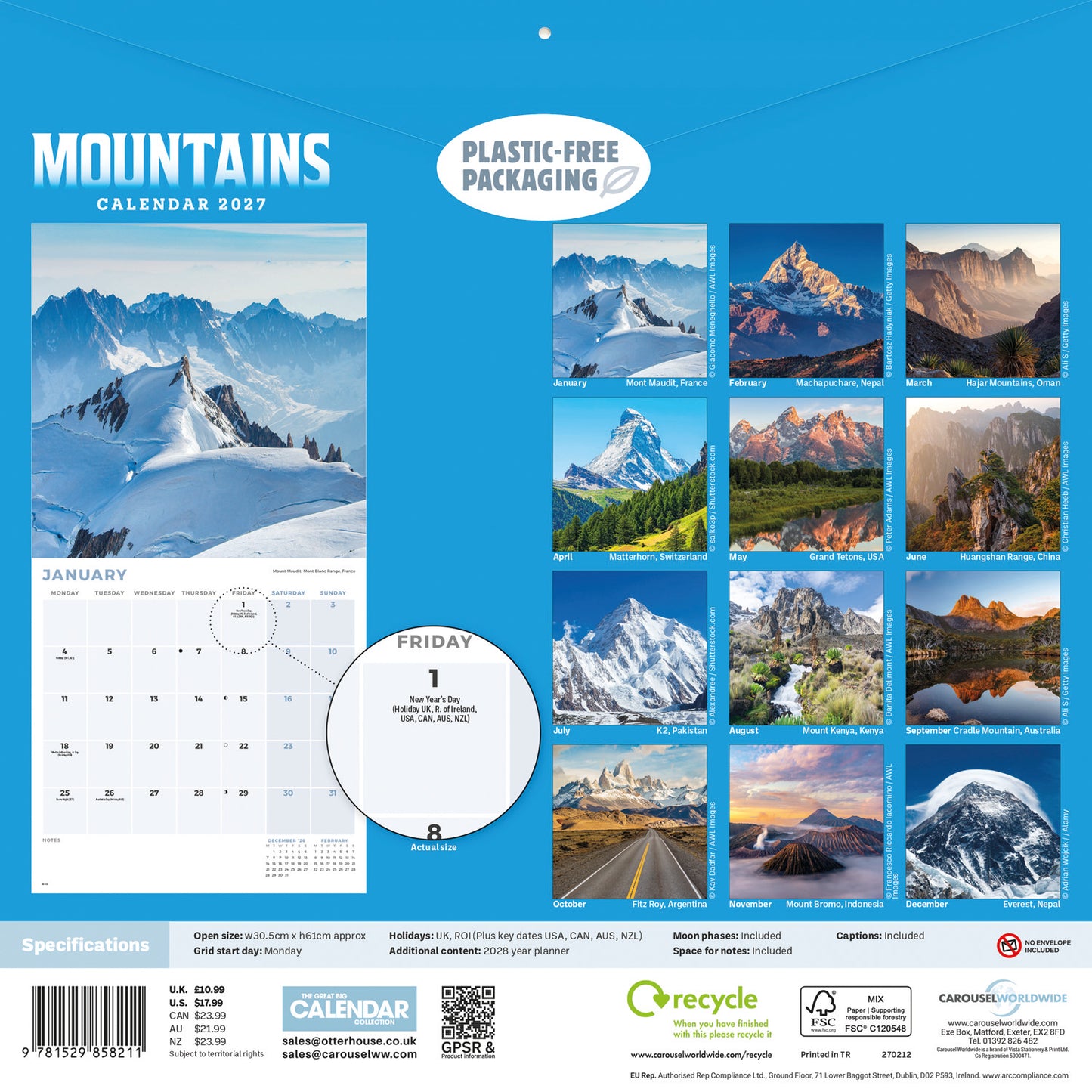 Mountains Wall Calendar 2027