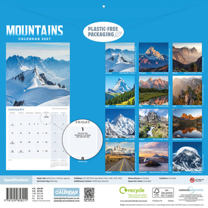 Mountains Wall Calendar 2027