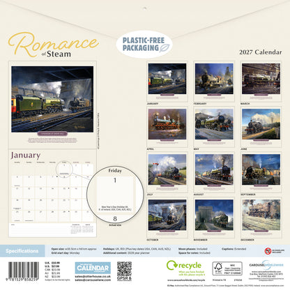 Romance of Steam Wall Calendar 2027