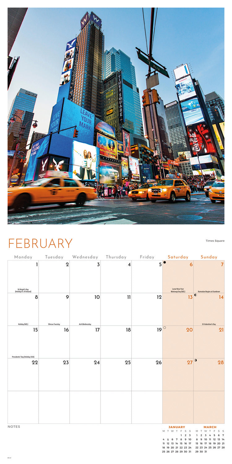 New York Wall Calendar 2027