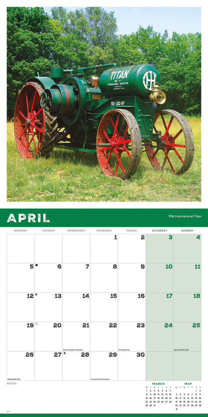 Vintage Tractors Wall Calendar 2027