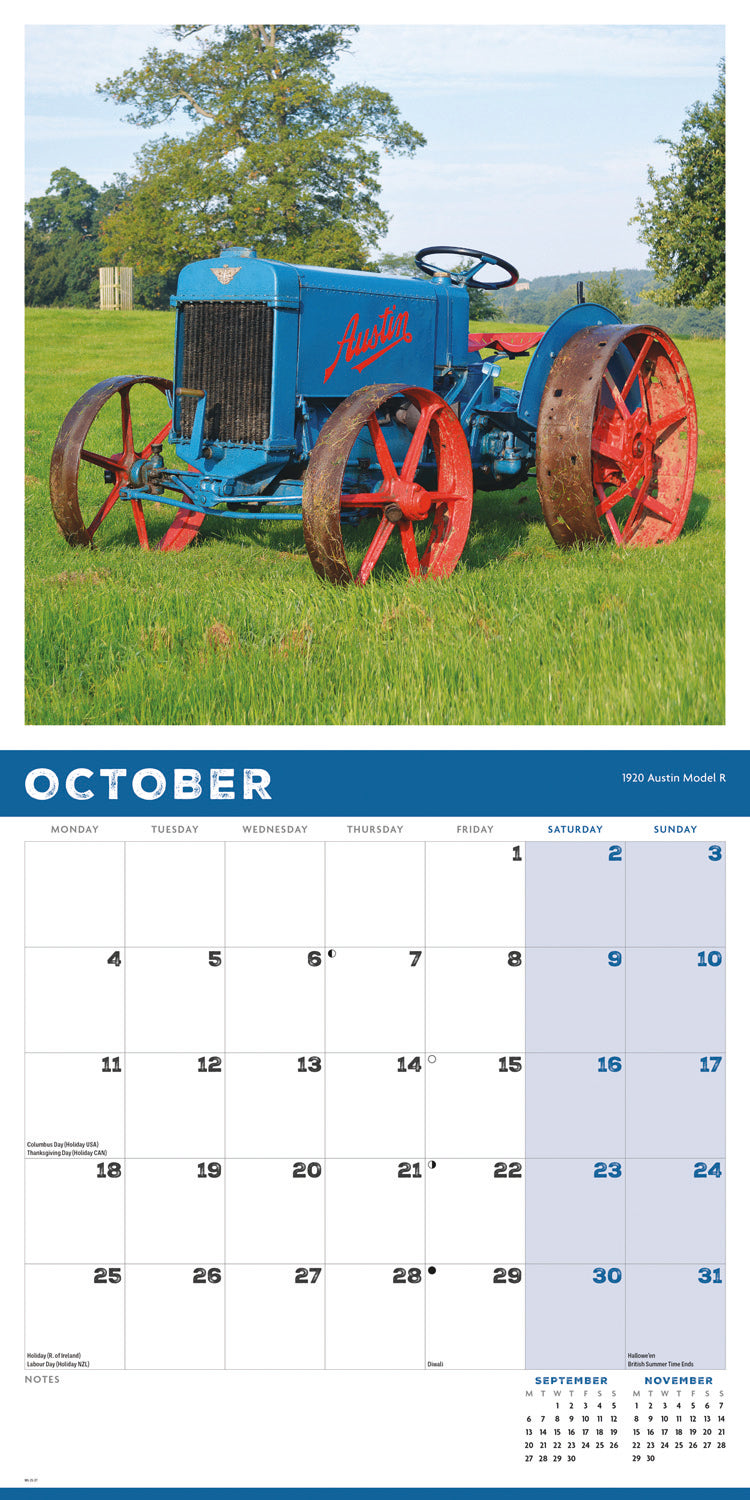 Vintage Tractors Wall Calendar 2027