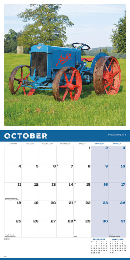 Vintage Tractors Wall Calendar 2027