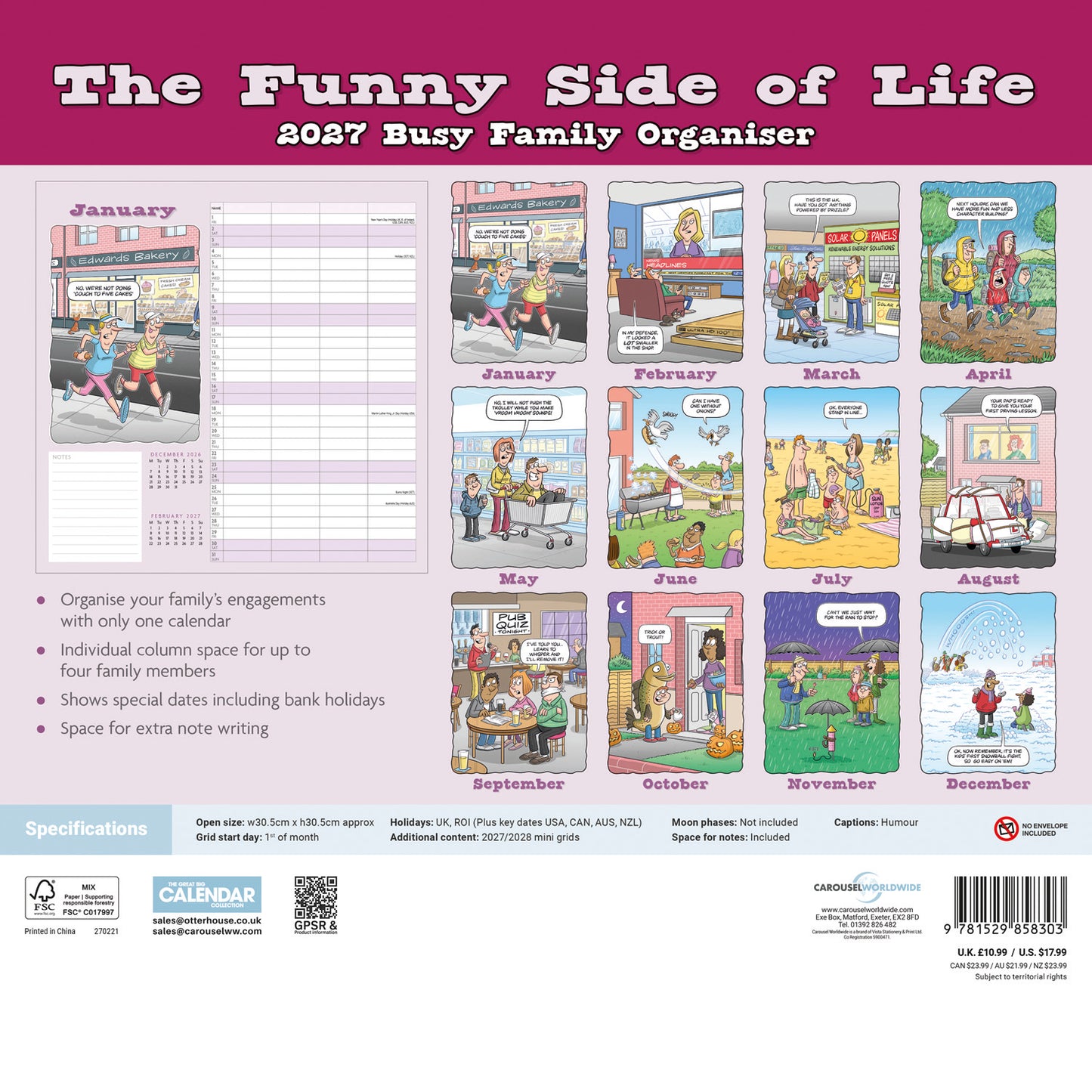 Funny Side of Life Wiro Planner Wall Calendar 2027