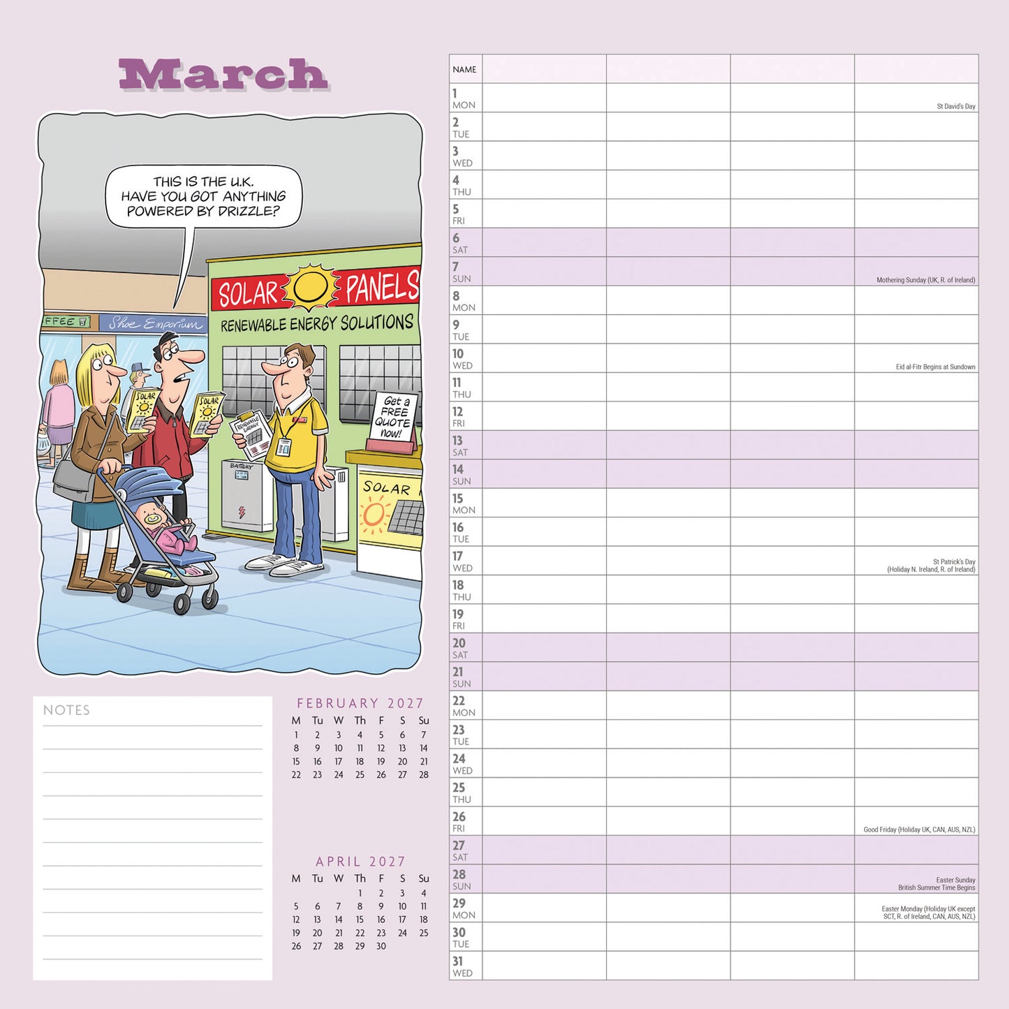 Funny Side of Life Wiro Planner Wall Calendar 2027